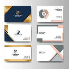 Fototapeta premium Modern luxury business card templates with elegant gold, blue, and pastel geometric designs, perfect for high-end corporate branding.