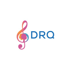 DRQ “Creative music logo with human silhouettes and treble clef in gradient colors, DRQ Later Logo, modern artistic design isolated on white background”
