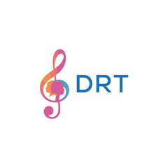 Obraz premium DRT “Creative music logo with human silhouettes and treble clef in gradient colors, DRT Later Logo, modern artistic design isolated on white background” 