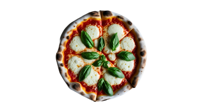 Isolated pizza on a plate with a transparent background, high-resolution and clean cutout—perfect for food packaging, menu design, and digital use.
