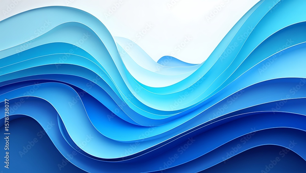 Poster abstract layered blue wave design: modern background for graphics, serene blue gradient waves: minim