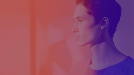 Generative AI, Dreamy Fashion Gradient Focus with Male Model