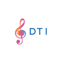 DTI “Creative music logo with human silhouettes and treble clef in gradient colors, DTI Later Logo, modern artistic design isolated on white background”
