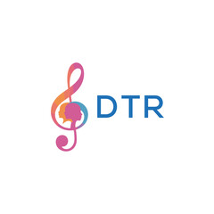 DTR “Creative music logo with human silhouettes and treble clef in gradient colors, DTR Later Logo, modern artistic design isolated on white background”
