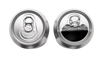 Top view of opened and closed soda cans

