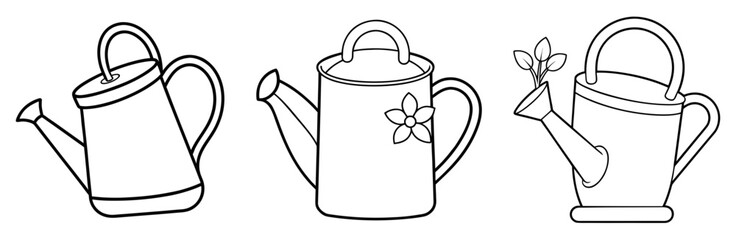 Obraz premium Watering Can Outline - Coloring Book Page Line Art Vector