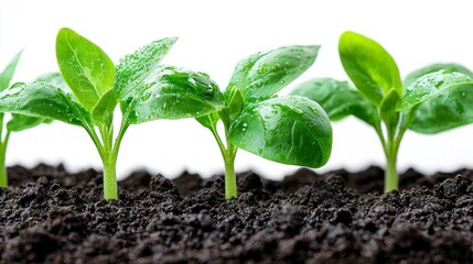 Fresh Green Seedlings Emerging from Rich Soil, Symbolizing Personal Growth and New Beginnings in Nature Photography