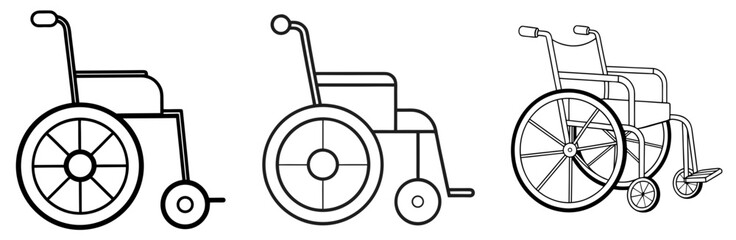 Wheelchair Outline - Coloring Book Page Line Art Vector
