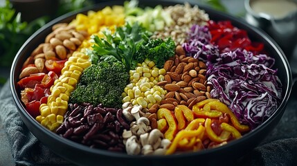 Vibrant Display of Fresh Vegetables and Nuts for a Healthy Mindset in a Modern Culinary Space