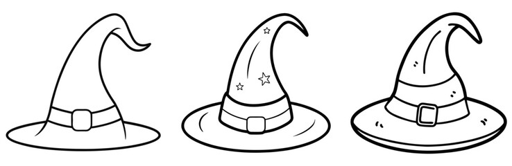 Witch Hat Outline - Coloring Book Page Vector Design