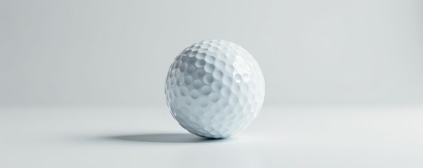 A pristine golf ball sits centered against a pure white backdrop , macro, white background, dimples