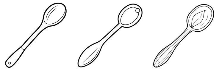 Wooden Spoon Outline - Coloring Book Page Line Art Vector