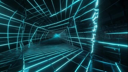 Dark futuristic grid with glowing neon lines pulsing in rhythmic patterns, cyberpunk style.
- Powered by Adobe