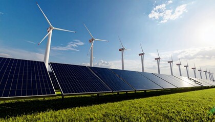 Solar panels and  wind turbine 