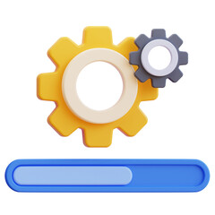 Gears with Loading Bar – 3D Process Icon