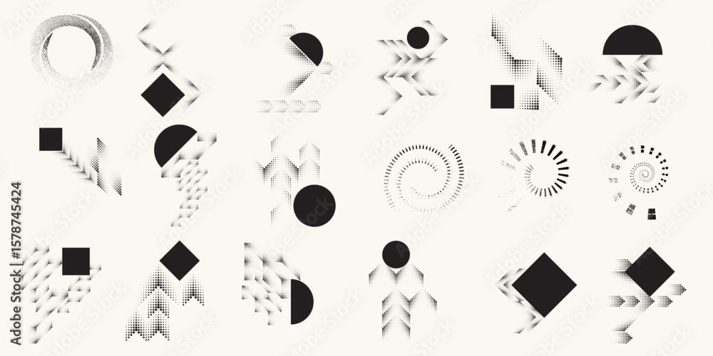 Poster collection of vector design elements. set of logos with lines, stripes and circles. various forms of