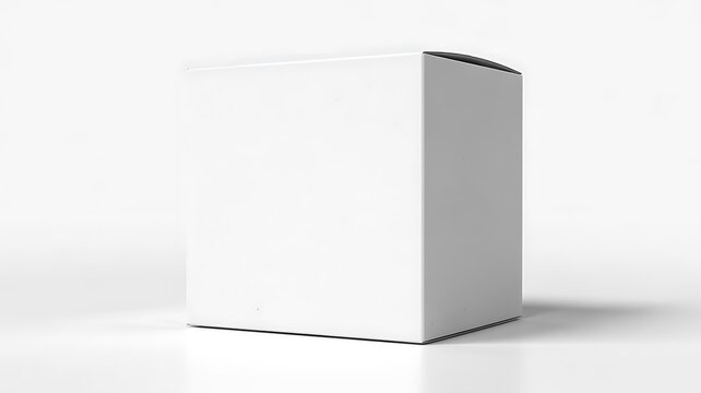 Minimal white cardboard box mockup on white shadowless background for packaging design
