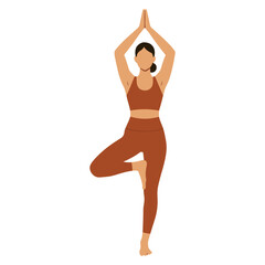 Elegant Flat Vector of Women Doing Yoga