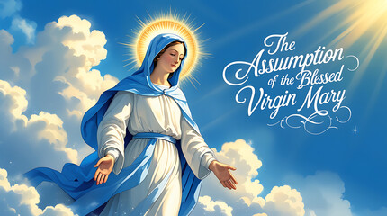 Virgin Mary Ascending into Heaven Clouds