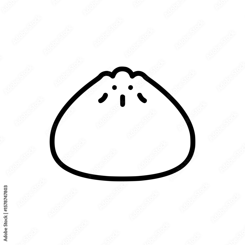 Aufkleber simple vector linear icon of a bao bun outline design