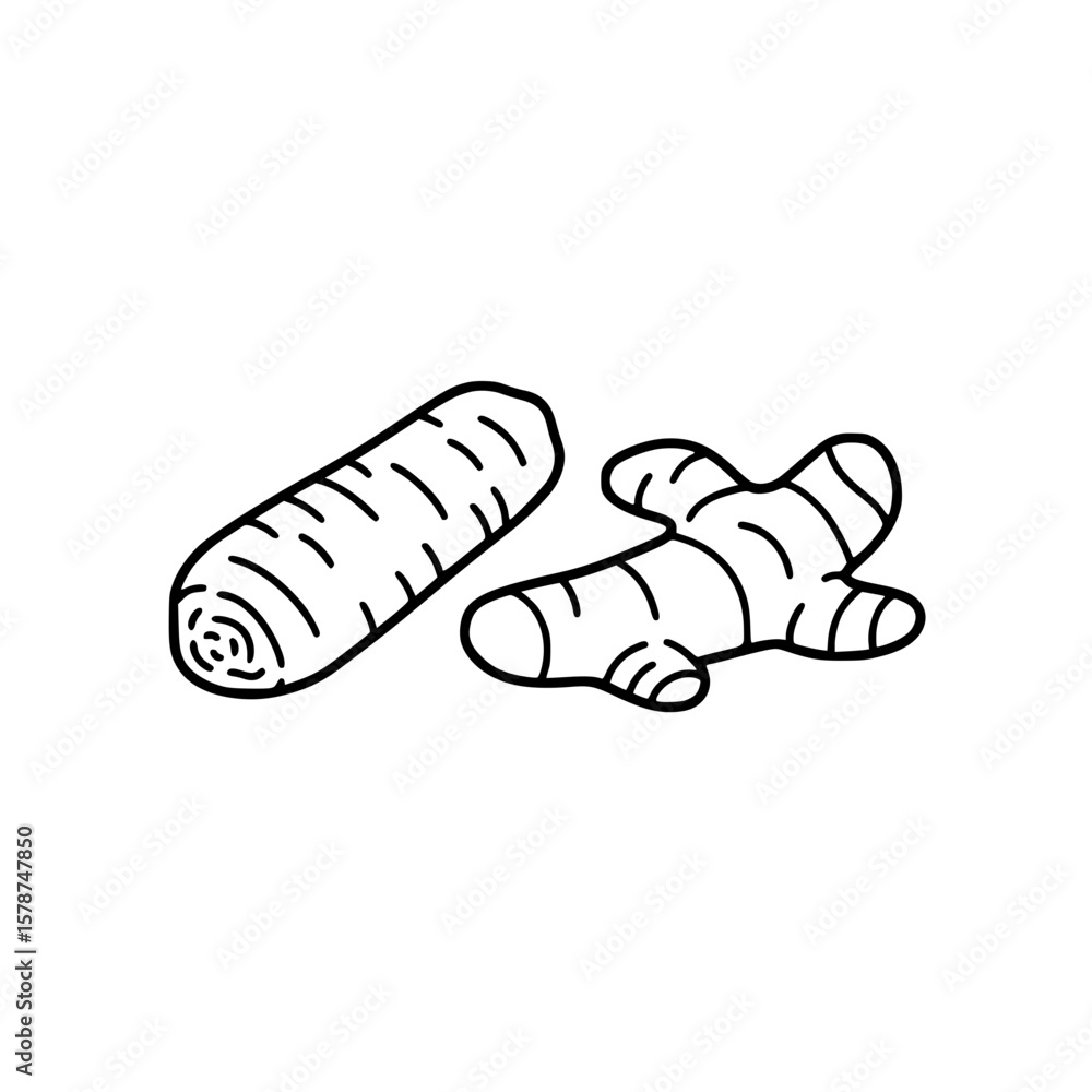 Poster wasabi and ginger simple vector linear icon design
