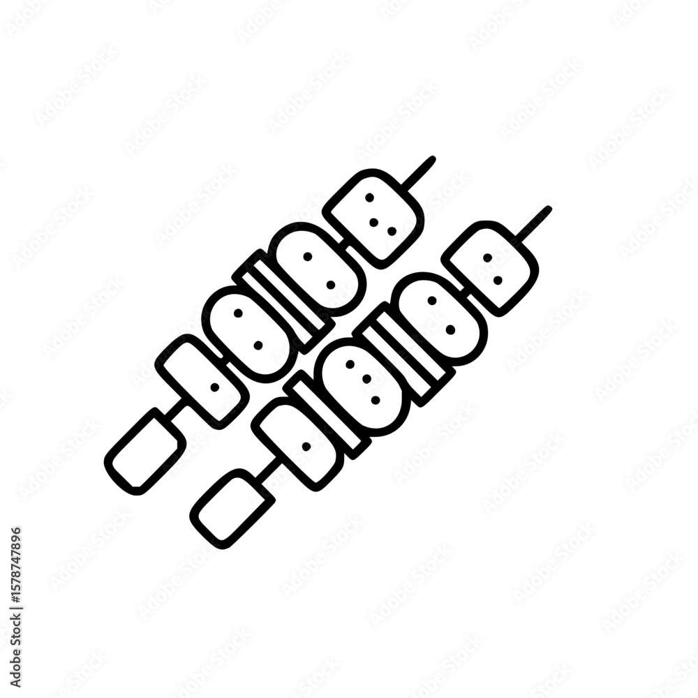 Aufkleber two teriyaki skewers in simple vector linear icon design
