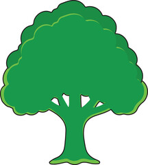 Tree Illustration – Natural Greenery and Forest Element A detailed and artistic illustration of a tree with lush green leaves and a sturdy trunk. This nature-inspired design is perfect for environment