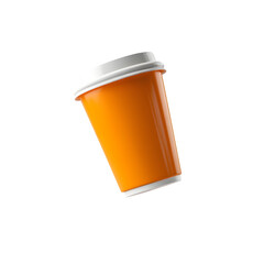 Orange Paper Coffee Cup with White Lid on Transparent Background