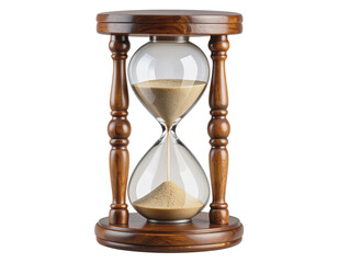  Vintage Wooden Hourglass with Flowing Sand, isolated on transparent background PNG
