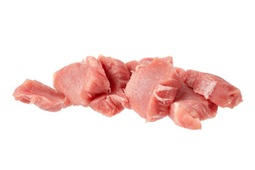 raw chopped fresh red pork meat isolated on white or transparent png