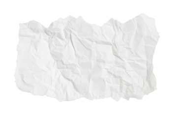 crumpled blank white paper texture with ripped torn edges isolated on white or transparent png