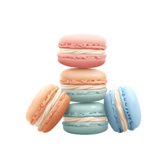Pastel Macarons Stacked on Transparent Background