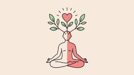 Mindful Meditation for Personal Growth and Emotional Well-being Line Art
