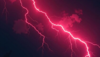 Crimson bolts of electricity crackle, incandescent against a black sky , art, plasma lightning