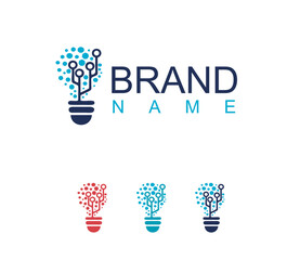 Technology light bulb - concept logo design. Digital creative idea sign.
