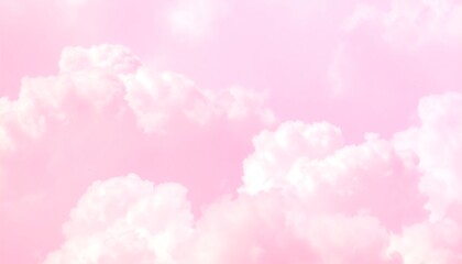 Soft pink sky with fluffy clouds