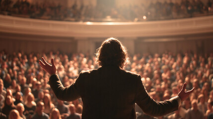 Christian pastor preaching a sermon at church, speaker giving a spiritual speech to a congregation, gospel ministry event with prayer and worship, religious leader teaching the bible for faith and hop
