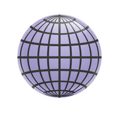 Purple Globe with Grid Lines on Transparent Background