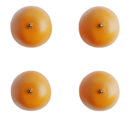 Four oranges are shown in a close up