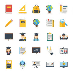 Education Icon Set &ndash; Flat Vector Illustration
