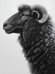 Obraz premium close up of a black sheep close up of a black and white sheep