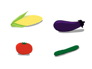 夏の野菜のイラストセット Illustration set of summer vegitables