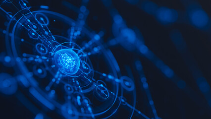 Big data technology data science analysis artificial intelligence generative ai deep learning machine learning algorithm neural flow network analytics innovation abstract futuristic. 3d rendering.