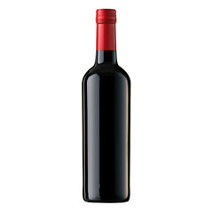 Red Wine Bottle with Red Cap on Transparent Background