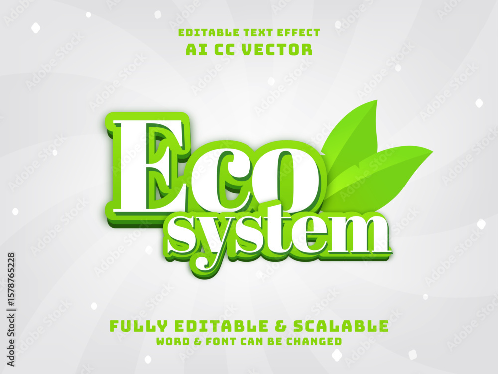 Poster green eco system text effect editable and scalable design
