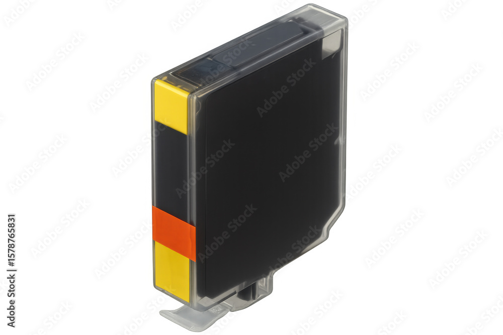 Fototapete black ink cartridge isolated on a transparent background, designed for seamless integration with ink