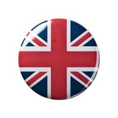 Round British Flag Button on Transparent Background