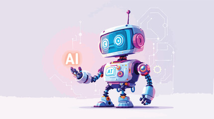 Friendly robot presenting artificial intelligence technology and futuristic digital concept.