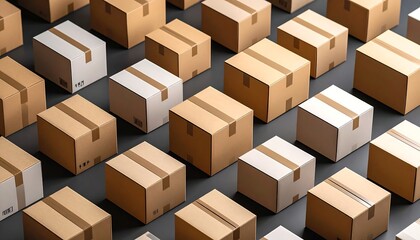 Stacked shipping boxes, various colors