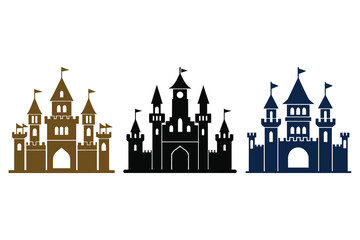 Obraz premium Medieval Castle Ancient Fortress Silhouette Vector Illustration